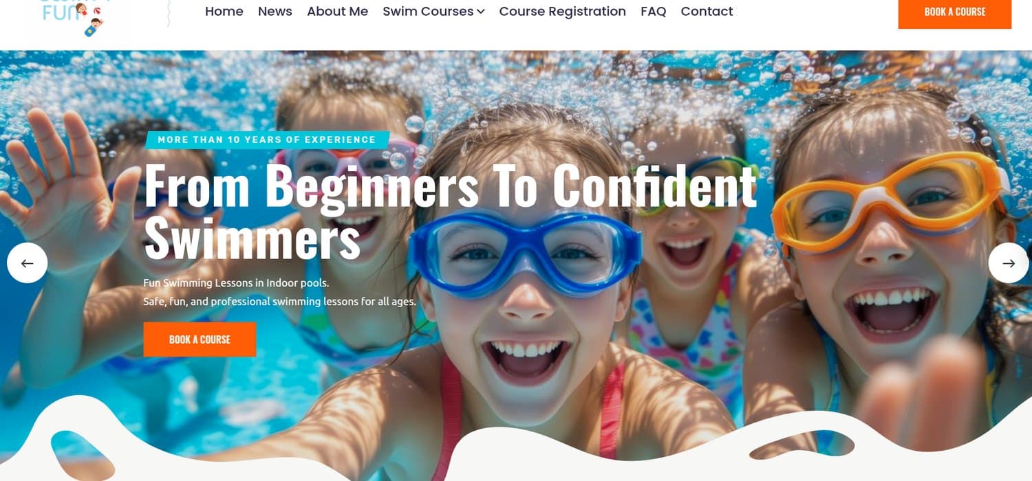 Website Swim4Fun – Schwimmschule Wien